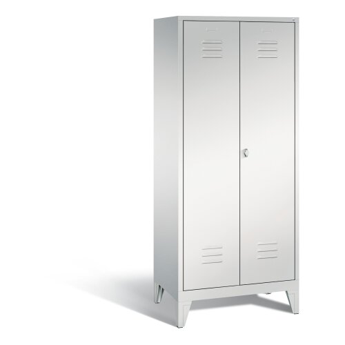 Wäsche- und Aufbewahrungsschrank Classic auf Füßen, 2 Abteile mittig schliessend 81 cm breit,, Farbe Korpus: Lichtgrau, Farbe Front: Lichtgrau