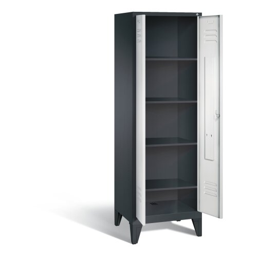 Wäsche- und Aufbewahrungsschrank Classic auf Füßen,  Farbe Korpus: Schwarzgrau, Farbe Front: Lichtgrau