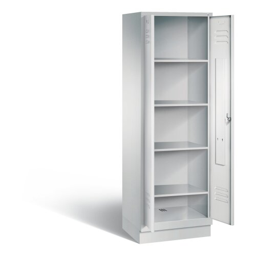 Wäsche- und Aufbewahrungsschrank Classic auf Sockel,  Farbe Korpus: Lichtgrau, Farbe Front: Lichtgrau