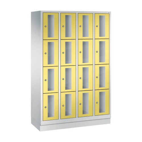 Fächerschrank Classic mit Sichtfenstertüren, auf Sockel, 16 Fächer