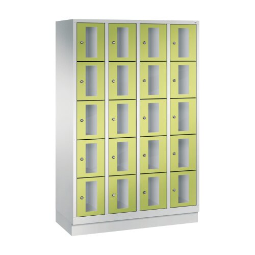 Fächerschrank Classic mit Sichtfenstertüren, auf Sockel, 20 Fächer