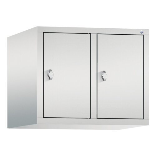 Spind Aufsatzschrank Classic, 2 Abteile, Abteilbreite 300mm,  Farbe Korpus: Lichtgrau, Farbe Front: Lichtgrau