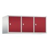 Spind Aufsatzschrank Classic, 3 Abteile, Abteilbreite 400mm, Farbe Korpus: Lichtgrau, Farbe Front: Rubinrot