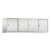 Spind Aufsatzschrank Classic, 4 Abteile, Abteilbreite 400mm, H500xB1590XT500, Farbe Korpus: Lichtgrau, Farbe Front: Lichtgrau