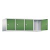 Spind Aufsatzschrank Classic, 4 Abteile, Abteilbreite 400mm, H500xB1590XT500, Farbe Korpus: Lichtgrau, Farbe Front: Resedagrün
