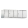 Spind Aufsatzschrank Classic, 5 Abteile, Abteilbreite 300mm, H500xB1480XT500, Farbe Korpus: Lichtgrau, Farbe Front: Lichtgrau