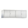Spind Aufsatzschrank Classic, 4 Abteile mittig schliessend, Abteilbreite 400mm,  Farbe Korpus: Lichtgrau, Farbe Front: Lichtgrau