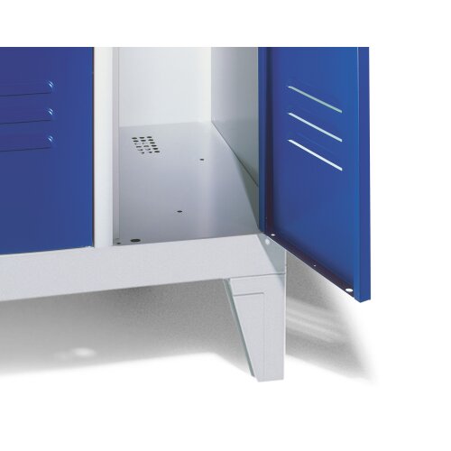 Fächerschrank Classic mit Sichtfenstertüren, auf Füßen, 15 Fächer, Abteilbreite 300 mm, Farbe Korpus: Lichtgrau, Farbe Front: Lichtgrau