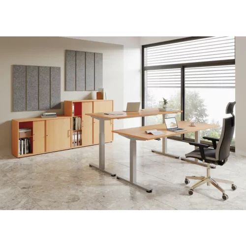 Schiebetürenschrank in 2 Ordnerhöhen, 120 cm breit 74,8 cm Hoch Buche/ Buche