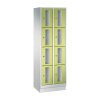 Fächerschrank Classic mit Sichtfenstertüren, auf Sockel, 8 Fächer, Abteilbreite 300 mm, Farbe Korpus: Lichtgrau, Farbe Front: Viridingrün