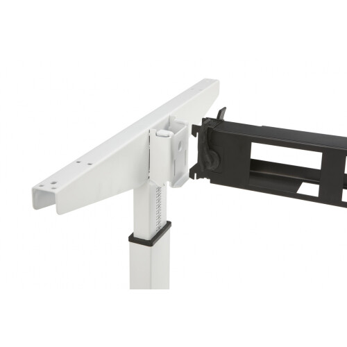 Schreibtisch Serie Quick, Dekor  Grau, Gestell Weiss, Maß: 62-85 h. x 80 t. x 140 br. cm