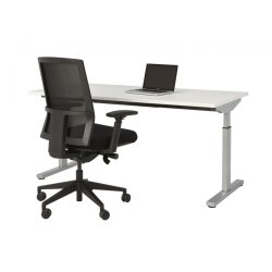 Schreibtisch Serie Quick, Dekor  Weiss, Gestell Silber,...