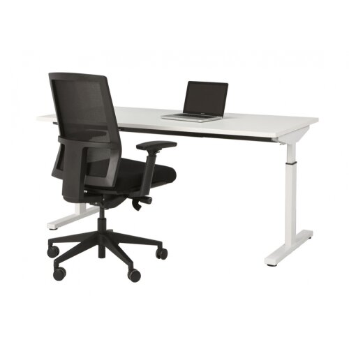 Schreibtisch Serie Quick, Dekor  Weiss, Gestell Weiss, Maß: 62-85 h. x 80 t. x 180 br. cm