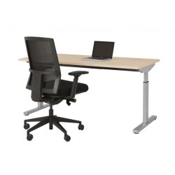 Schreibtisch Serie Quick, Dekor  Ahorn, Gestell Silber,...