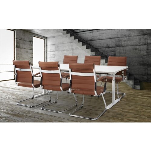 Besprechungstisch Serie Quick, Dekor  Eiche Rustikal, Gestell Schwarz, Maß: 62-85 h. x 100 t. x 200 br. cm