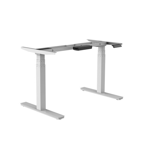 Schreibtisch elektrisch höhenverstellbar Serie EHT3, Dekor Ahorn, Gestell Weiss, Maß: 65-130 h. x 80 t. x 140 br. cm