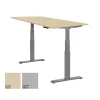 Schreibtisch elektrisch höhenverstellbar Serie EHT3, Dekor Ahorn, Gestell Silber, Maß: 65-130 h. x 80 t. x 140 br. cm