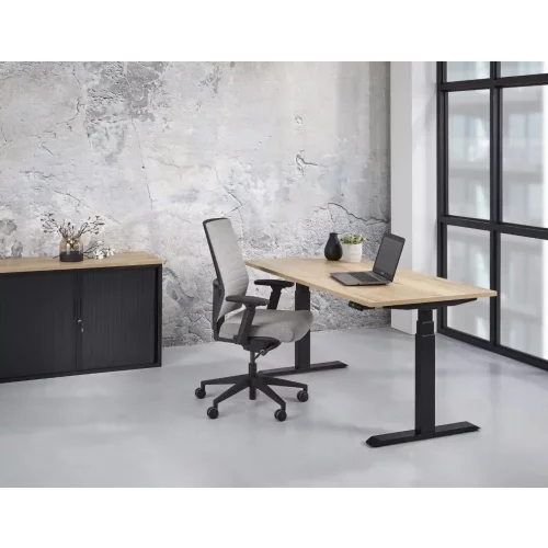 Schreibtisch elektrisch höhenverstellbar Serie EHT3, Dekor Weiss, Gestell Anthrazit, Maß: 65-130 h. x 80 t. x 140 br. cm