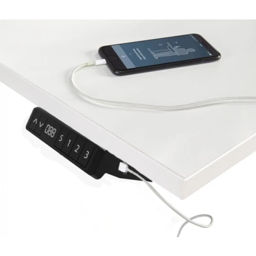 Schreibtisch elektrisch höhenverstellbar Serie EHT3, Dekor Grau, Gestell Schwarz, Maß: 65-130 h. x 80 t. x 140 br. cm