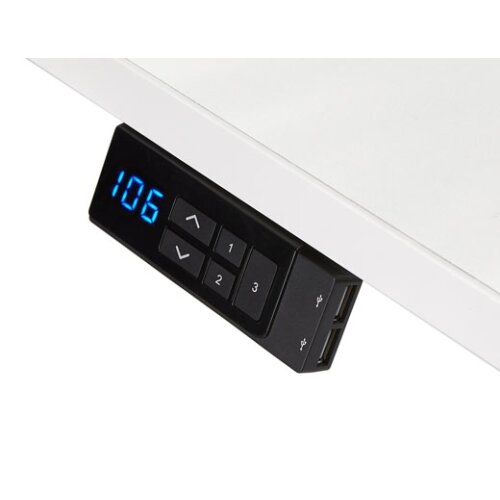 Schreibtisch elektrisch höhenverstellbar Serie EHT3, Dekor Eiche Rustikal, Gestell Weiss, Maß: 65-130 h. x 80 t. x 160 br. cm