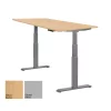 Schreibtisch elektrisch höhenverstellbar Serie EHT3, Dekor Buche, Gestell Silber, Maß: 65-130 h. x 80 t. x 180 br. cm