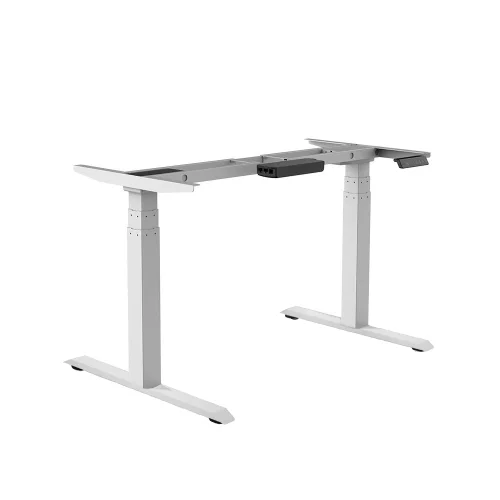 Schreibtisch elektrisch höhenverstellbar Serie EHT3, Dekor Buche, Gestell Silber, Maß: 65-130 h. x 100 t. x 200 br. cm