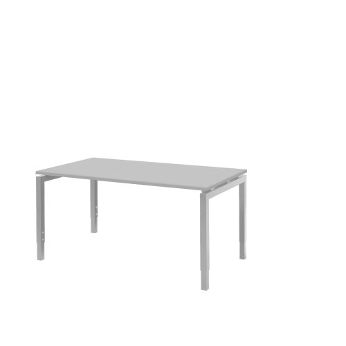 Schreibtisch Serie E1 höhenverstellbar, Dekor Grau, Gestell Silber, Maß: 62-85 h. x 80 t. x 120 br. cm