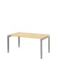 Schreibtisch Serie E1 höhenverstellbar, Dekor Ahorn, Gestell Silber, Maß: 62-85 h. x 80 t. x 80 br. cm