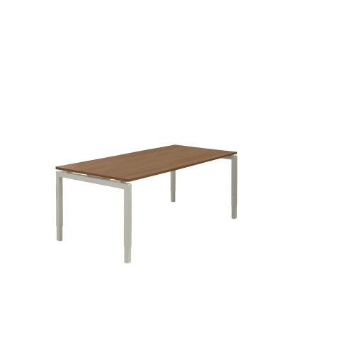 Schreibtisch Serie E1 höhenverstellbar, Dekor Eiche Rustikal, Gestell Silber, Maß: 62-85 h. x 80 t. x 140 br. cm