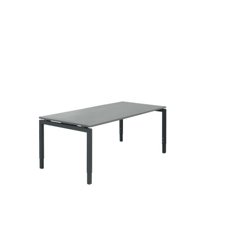 Schreibtisch Serie E1 höhenverstellbar, Dekor Grau, Gestell Anthrazit, Maß: 62-85 h. x 80 t. x 160 br. cm