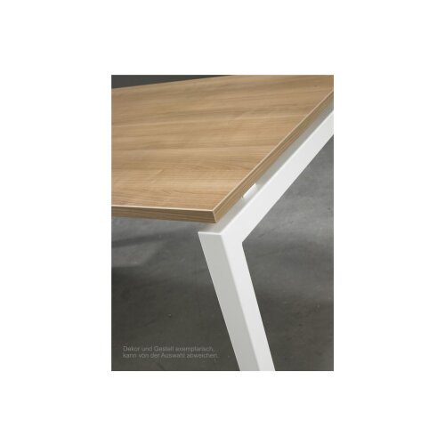 Schreibtisch Serie E1 höhenverstellbar, Dekor Eiche Rustikal, Gestell Silber, Maß: 62-85 h. x 100 t. x 200 br. cm