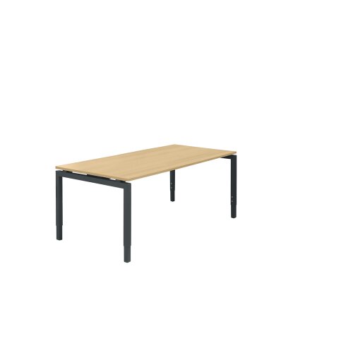 Schreibtisch Serie E1 höhenverstellbar, Dekor Ahorn, Gestell Anthrazit, Maß: 62-85 h. x 100 t. x 200 br. cm