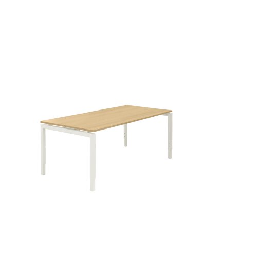 Schreibtisch Serie E1 höhenverstellbar, Dekor Ahorn, Gestell Weiss, Maß: 62-85 h. x 60 t. x 120 br. cm