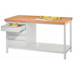 Werkbank  mit 4 Schubladen links, Breite 150 cm Gestell...