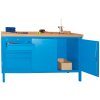 Werkbank mit 4 Schubladen links und einem Werkzeugschrank rechts, Breite 150 cm Gestell Lichtgrau, Front Lichtgrau