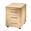 Rollcontainer mit 3 Schubladen + 1 Utensielienschublade, 58 cm Tief Ahorn/ Ahorn