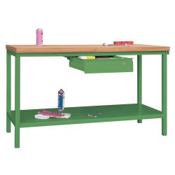 Werkbank mit  1 Schublade mittig , Breite 150 cm, Gestell...