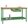 Werkbank mit  1 Schublade mittig , Breite 150 cm, Gestell Resedagrün, Front  Anthrazitgrau
