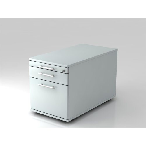 Rollcontainer mit Hängeregistratur, 1 x ORGA Schub, 80 cm Tief abschließbar Grau/ Grau