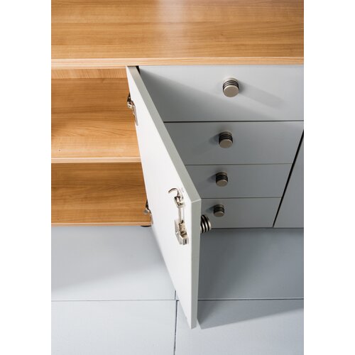 Aktenschrank 5 Ordnerhöhen mit Sockelblende, 80 cm Breit, 200,4 cm Hoch, nicht abschließbar Grau/ Grau