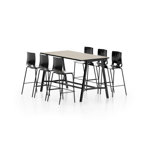 Hoher Besprechungstisch, A-Fuss Gestell, Dekor Weiss, Gestell Weiss, Maß: 106 cm h. x 200 br. x 100 t. cm