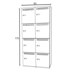 Schliessfachschrank 2 Abteile, 4 Fächer...
