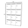 Schliessfachschrank 3 Abteile, 4 Fächer übereinander, Türen mit Briefschlitz, Korpus: Weiss, Front: Weiss, Zylinderschloss