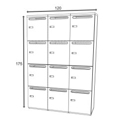 Schliessfachschrank 3 Abteile, 4 Fächer...