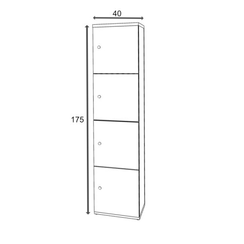 Schliessfachschrank 1 Abteil, 4 Fächer übereinander, Türen ohne Briefschlitz, Korpus: Lichtgrau, Front: Lichtgrau, Zylinderschloss