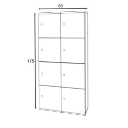 Schliessfachschrank 2 Abteile, 4 Fächer...