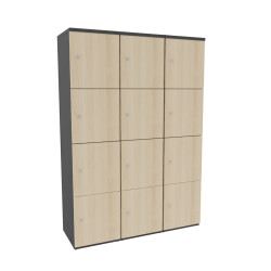 Schliessfachschrank Holz 3 Abteile, 4 Fächer...