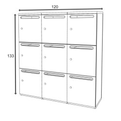 Schliessfachschrank 3 Abteile, 3 Fächer...