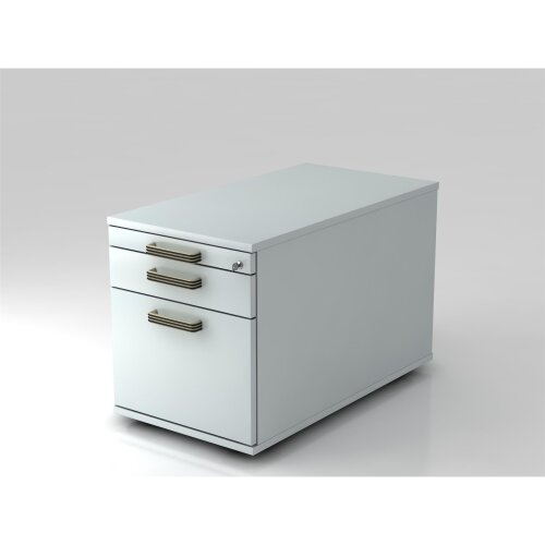 Rollcontainer mit Hängeregistratur, 1x ORGA Schub, 80 cm Tief abschließbar Grau/ Grau