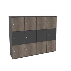 Schliessfachschrank Holz 4 Abteile, 3 Fächer...